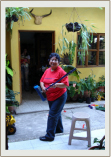 Antigua, Guatemala. Olga & parrot